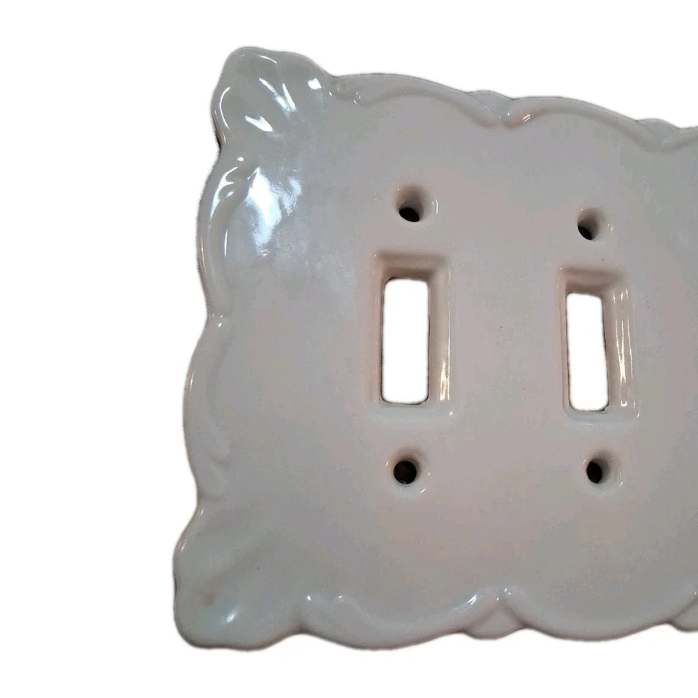 Maryland China 7x5 Porcelain Triple White Light Switch Plate Beveled Edges Japan